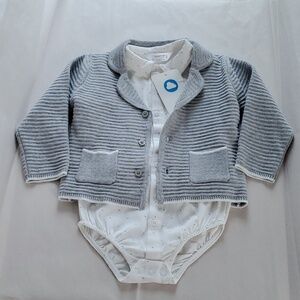 Mayoral Soft Knit Blazer and Onesie long Sleeve Shirt
